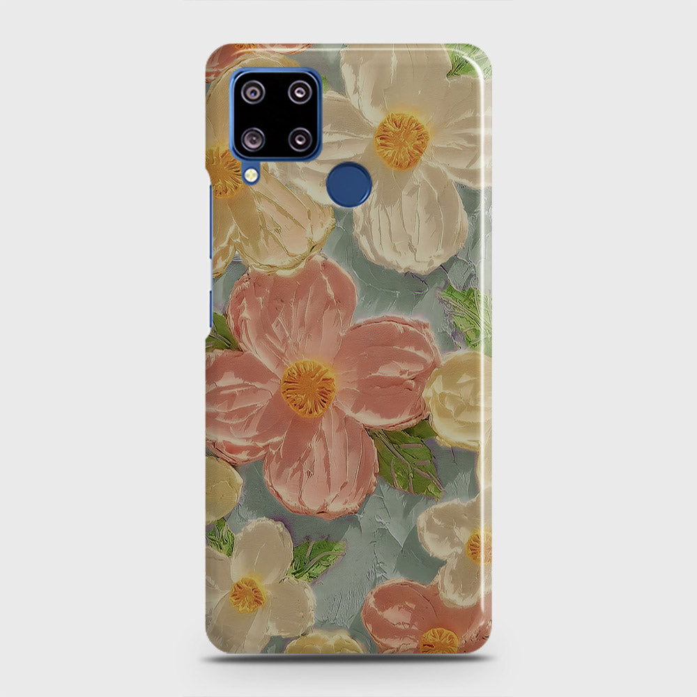 Realme C15 Cover - Floral Series - Design 16 - Cyan & Pink - Matte Finish - Snap On Hard Case with LifeTime Colors Guarantee