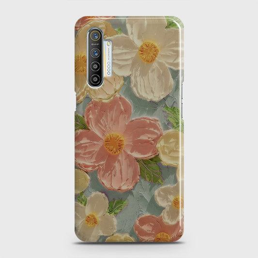 Realme XT Cover - Floral Series - Design 16 - Cyan & Pink - Matte Finish - Snap On Hard Case with LifeTime Colors Guarantee