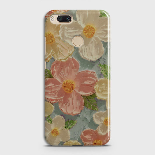 Xiaomi Mi A1 Cover - Floral Series - Design 16 - Cyan & Pink - Matte Finish - Snap On Hard Case with LifeTime Colors Guarantee