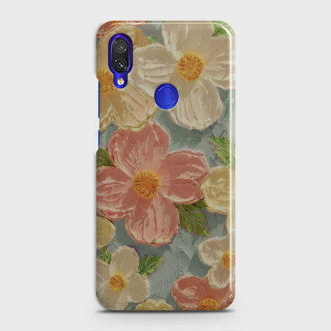 Xiaomi Redmi Note 7 Cover - Floral Series - Design 16 - Cyan & Pink - Matte Finish - Snap On Hard Case with LifeTime Colors Guarantee