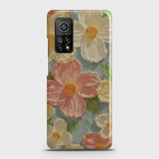 Xiaomi Mi 10T Cover - Floral Series - Design 16 - Cyan & Pink - Matte Finish - Snap On Hard Case with LifeTime Colors Guarantee