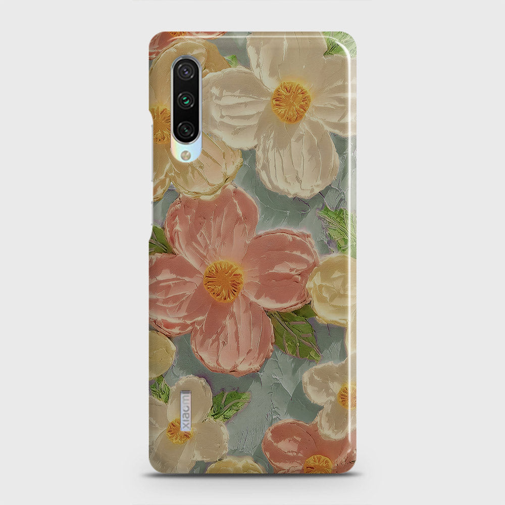 Xiaomi Mi A3 Cover - Floral Series - Design 16 - Cyan & Pink - Matte Finish - Snap On Hard Case with LifeTime Colors Guarantee