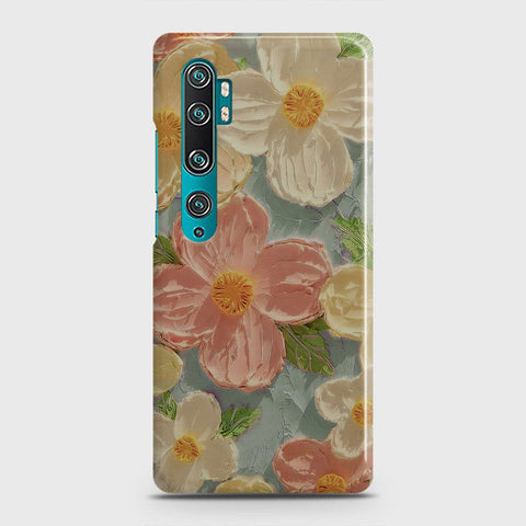 Xiaomi Mi Note 10 Cover - Floral Series - Design 16 - Cyan & Pink - Matte Finish - Snap On Hard Case with LifeTime Colors Guarantee