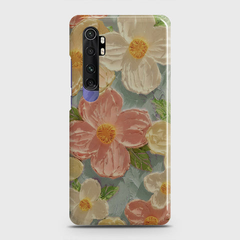 Xiaomi Mi Note 10 Lite Cover - Floral Series - Design 16 - Cyan & Pink - Matte Finish - Snap On Hard Case with LifeTime Colors Guarantee