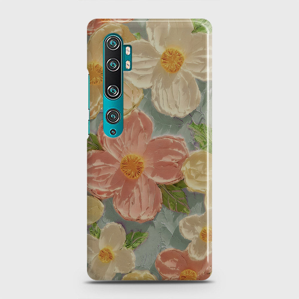 Xiaomi Mi Note 10 Pro Cover - Floral Series - Design 16 - Cyan & Pink - Matte Finish - Snap On Hard Case with LifeTime Colors Guarantee