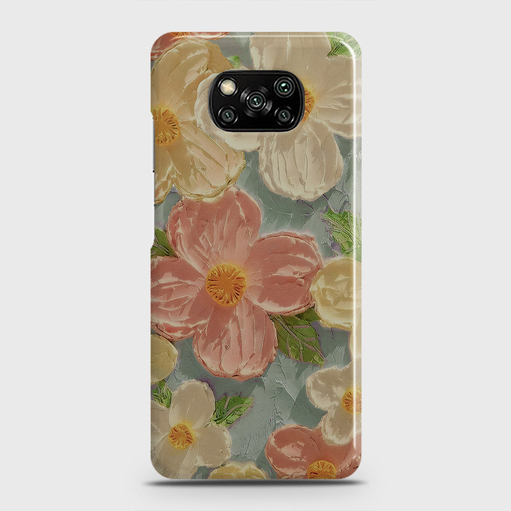 Xiaomi Poco X3 Cover - Floral Series - Design 16 - Cyan & Pink - Matte Finish - Snap On Hard Case with LifeTime Colors Guarantee