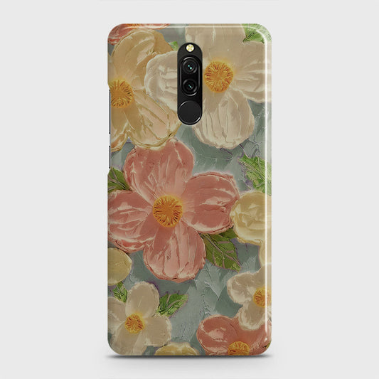 Xiaomi Redmi 8 Cover - Floral Series - Design 16 - Blue & Pink - Matte Finish - Snap On Hard Case with LifeTime Colors Guarantee