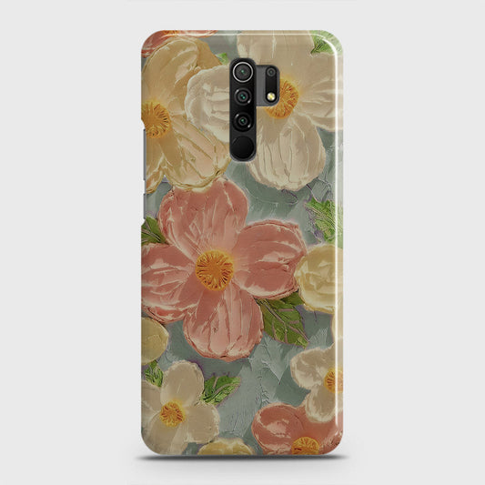 Xiaomi Redmi 9 Cover - Floral Series - Design 16 - Cyan & Pink - Matte Finish - Snap On Hard Case with LifeTime Colors Guarantee