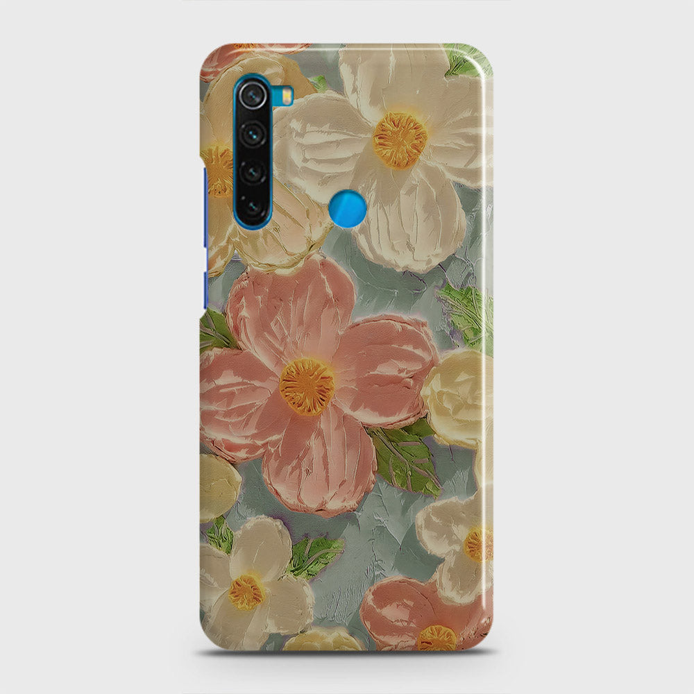 Xiaomi Redmi Note 8 Cover - Floral Series - Design 16 - Cyan & Pink - Matte Finish - Snap On Hard Case with LifeTime Colors Guarantee