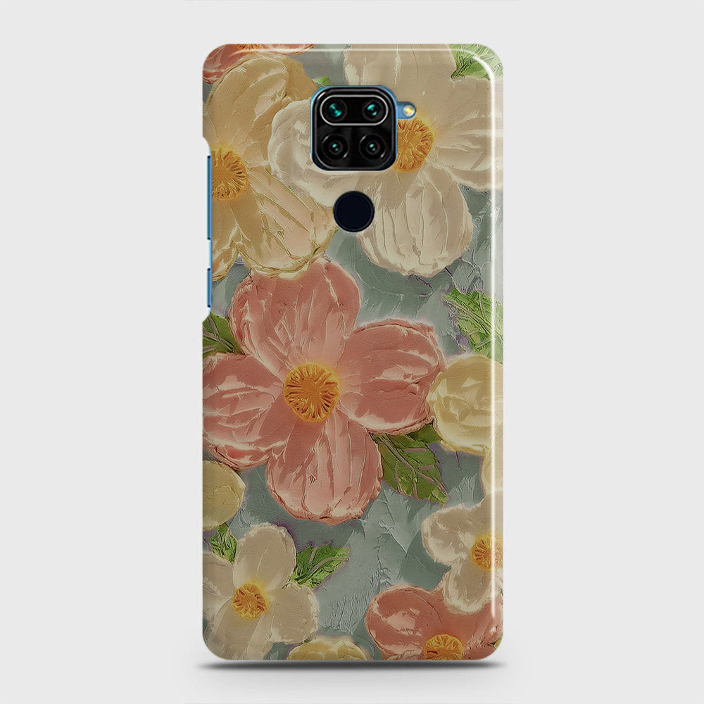 Xiaomi Redmi Note 9 Cover - Floral Series - Design 16 - Cyan & Pink - Matte Finish - Snap On Hard Case with LifeTime Colors Guarantee