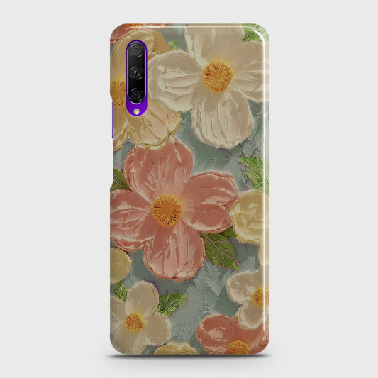 Honor 9X Cover - Floral Series - Design 16 - Cyan & Pink - Matte Finish - Snap On Hard Case with LifeTime Colors Guarantee