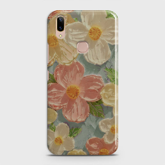 Vivo V9 / V9 Youth Cover - Floral Series - Design 16 - Cyan & Pink - Matte Finish - Snap On Hard Case with LifeTime Colors Guarantee