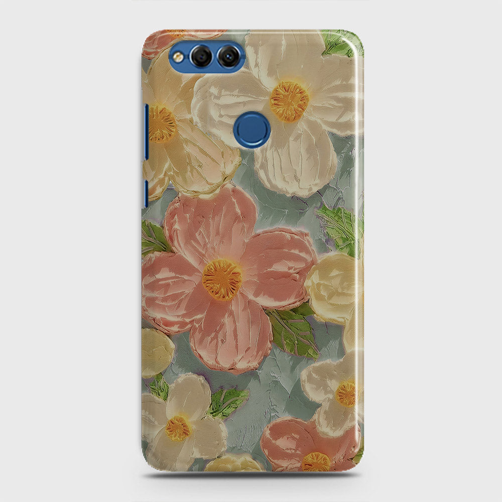 Huawei Honor 7X Cover - Floral Series - Design 16 - Cyan & Pink - Matte Finish - Snap On Hard Case with LifeTime Colors Guarantee