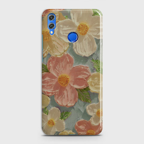 Huawei Honor Play Cover - Floral Series - Design 16 - Cyan & Pink - Matte Finish - Snap On Hard Case with LifeTime Colors Guarantee