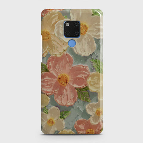 Huawei Mate 20 Cover - Floral Series - Design 16 - Cyan & Pink - Matte Finish - Snap On Hard Case with LifeTime Colors Guarantee