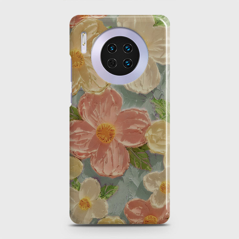 Huawei Mate 30 Cover - Floral Series - Design 16 - Cyan & Pink - Matte Finish - Snap On Hard Case with LifeTime Colors Guarantee