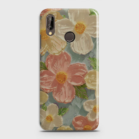 Huawei P20 Lite Cover - Floral Series - Design 16 - Cyan & Pink - Matte Finish - Snap On Hard Case with LifeTime Colors Guarantee