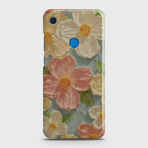 Huawei Y6s 2019 Cover - Floral Series - Design 16 - Cyan & Pink - Matte Finish - Snap On Hard Case with LifeTime Colors Guarantee