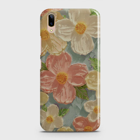 Vivo V11 Pro Cover - Floral Series - Design 16 - Cyan & Pink - Matte Finish - Snap On Hard Case with LifeTime Colors Guarantee