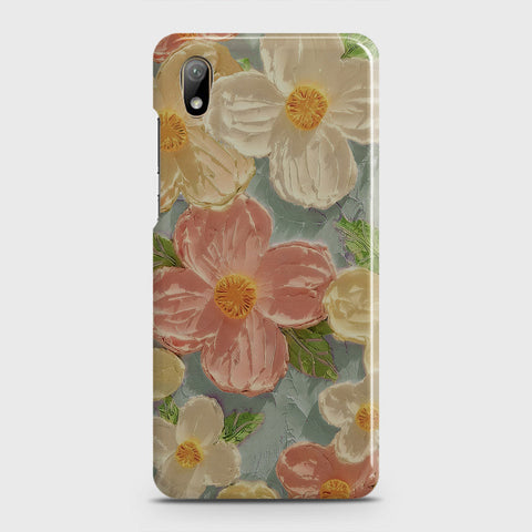 Huawei Y5 2019 Cover - Floral Series - Design 16 - Cyan & Pink - Matte Finish - Snap On Hard Case with LifeTime Colors Guarantee