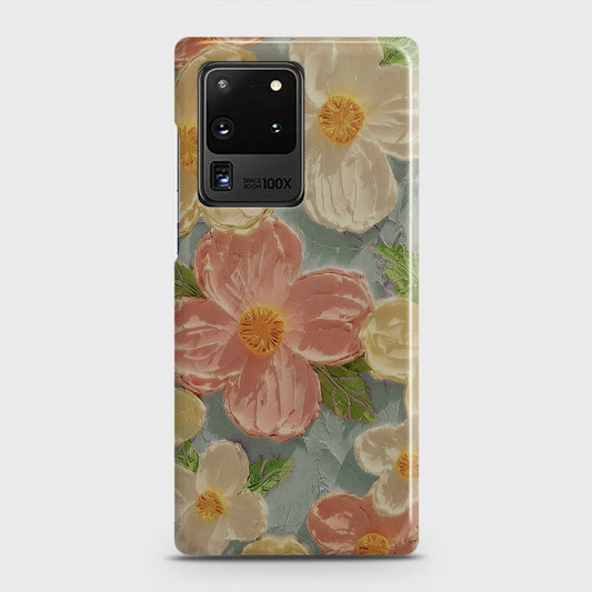 Samsung Galaxy S20 Ultra Cover - Floral Series - Design 16 - Cyan & Pink - Matte Finish - Snap On Hard Case with LifeTime Colors Guarantee