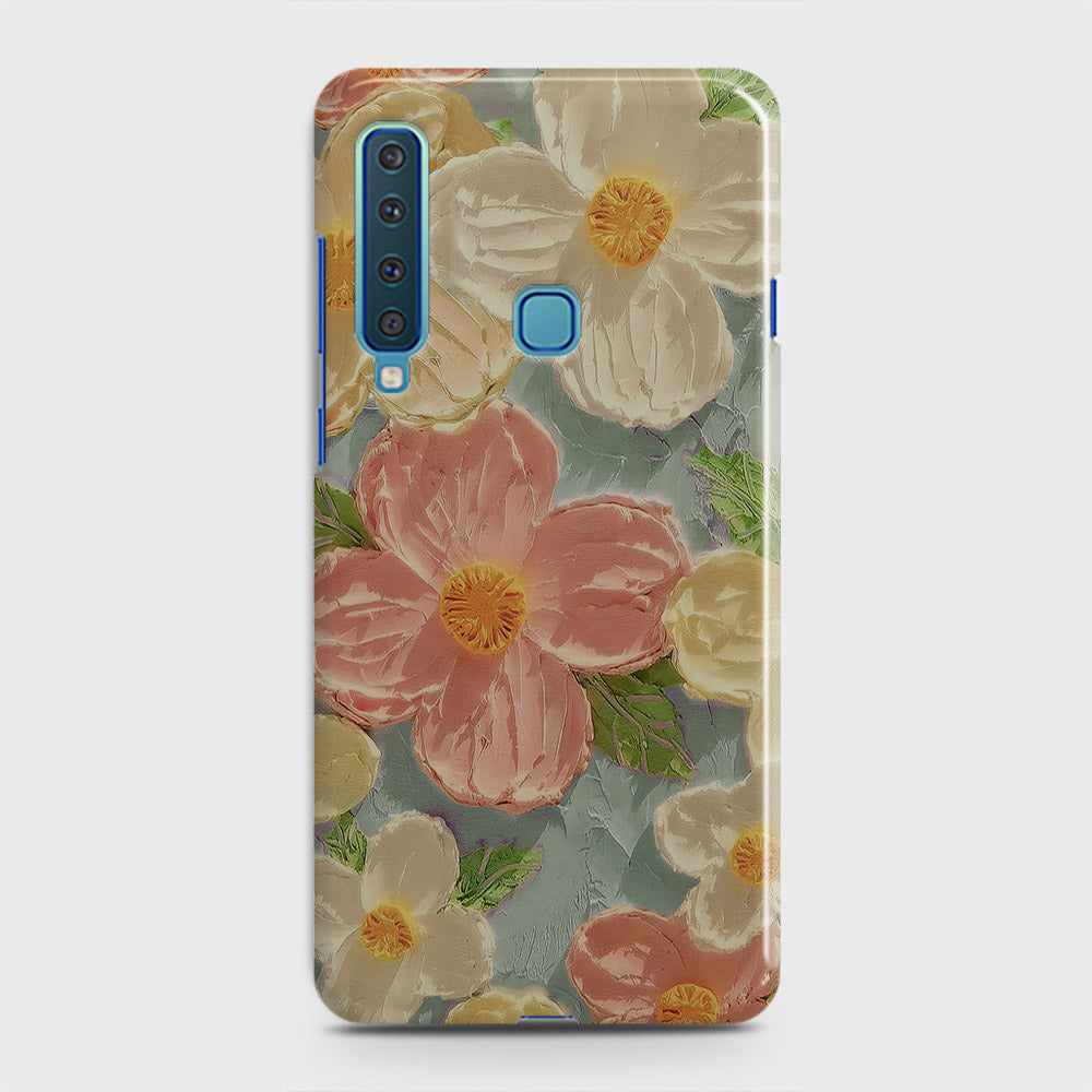 Samsung Galaxy A9s Cover - Floral Series - Design 16 - Cyan & Pink - Matte Finish - Snap On Hard Case with LifeTime Colors Guarantee