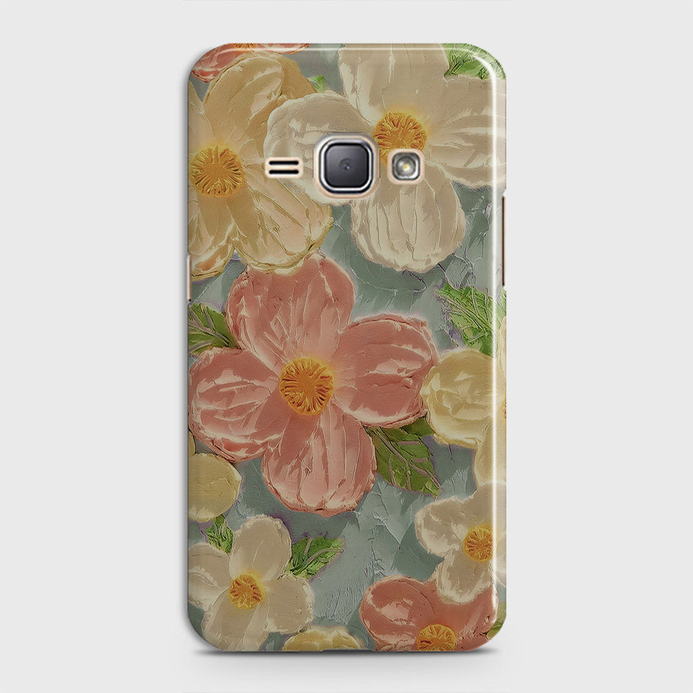 Samsung Galaxy J1 2016 / J120 Cover - Floral Series - Design 16 - Cyan & Pink - Matte Finish - Snap On Hard Case with LifeTime Colors Guarantee