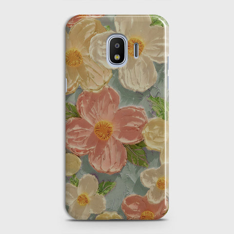 Samsung Galaxy J4 2018 Cover - Floral Series - Design 16 - Cyan & Pink - Matte Finish - Snap On Hard Case with LifeTime Colors Guarantee