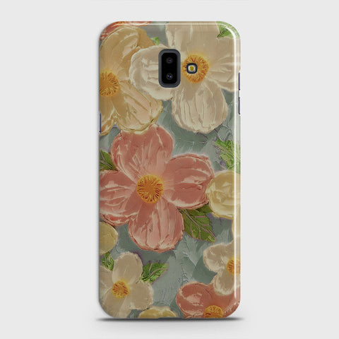 Samsung Galaxy J6 Plus 2018 Cover - Floral Series - Design 16 - Cyan & Pink - Matte Finish - Snap On Hard Case with LifeTime Colors Guarantee