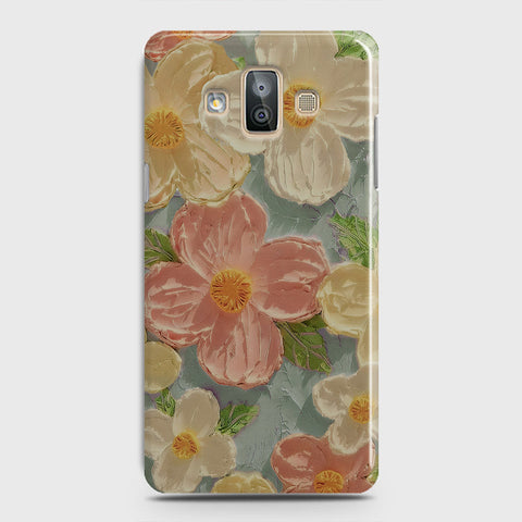 Samsung Galaxy J7 Duo Cover - Floral Series - Design 16 - Cyan & Pink - Matte Finish - Snap On Hard Case with LifeTime Colors Guarantee