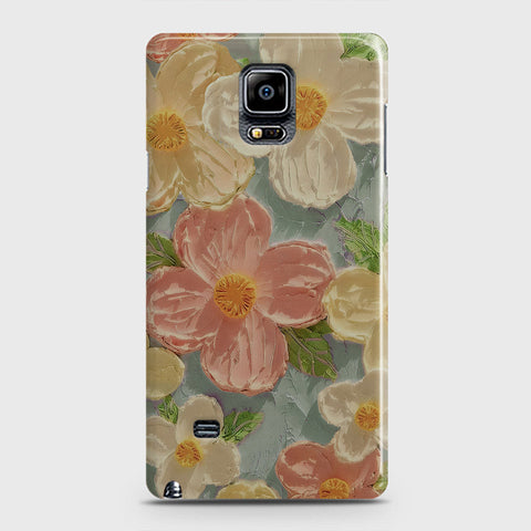 Samsung Galaxy Note 4 Cover - Floral Series - Design 16 - Cyan & Pink - Matte Finish - Snap On Hard Case with LifeTime Colors Guarantee