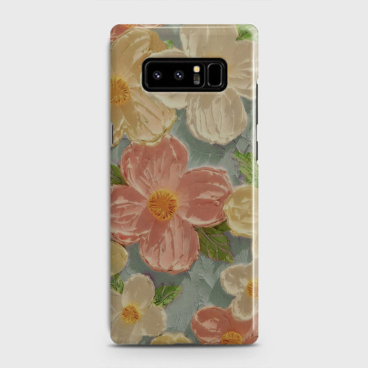 Samsung Galaxy Note 8 Cover - Floral Series - Design 16 - Cyan & Pink - Matte Finish - Snap On Hard Case with LifeTime Colors Guarantee