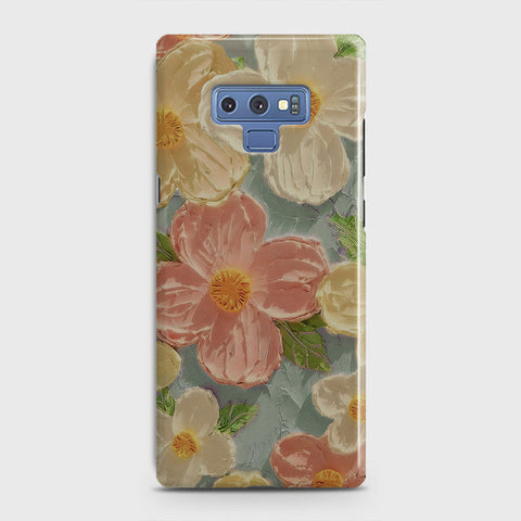 Samsung Galaxy Note 9 Cover - Floral Series - Design 16 - Cyan & Pink - Matte Finish - Snap On Hard Case with LifeTime Colors Guarantee