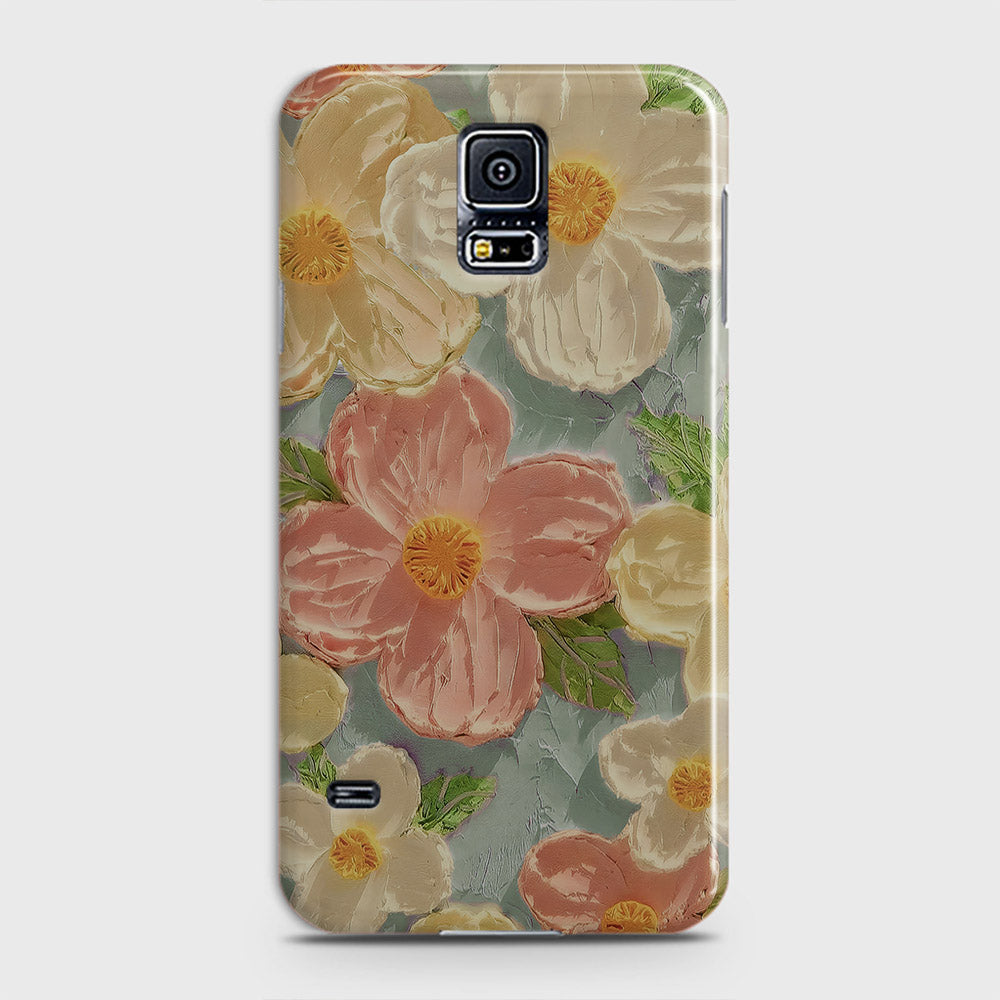 Samsung Galaxy S5 Cover - Floral Series - Design 16 - Cyan & Pink - Matte Finish - Snap On Hard Case with LifeTime Colors Guarantee