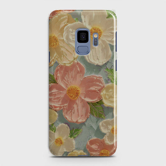 Samsung Galaxy S9 Cover - Floral Series - Design 16 - Cyan & Pink - Matte Finish - Snap On Hard Case with LifeTime Colors Guarantee