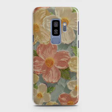 Samsung Galaxy S9 Plus Cover - Floral Series - Design 16 - Cyan & Pink - Matte Finish - Snap On Hard Case with LifeTime Colors Guarantee