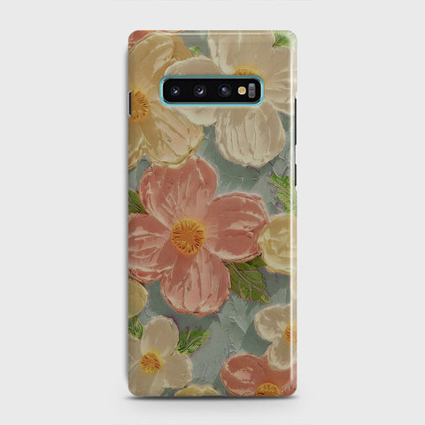 Samsung Galaxy S10 Plus Cover - Floral Series - Design 16 - Cyan & Pink - Matte Finish - Snap On Hard Case with LifeTime Colors Guarantee