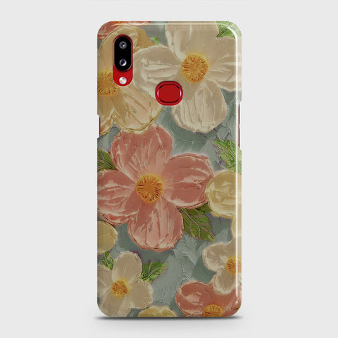 Samsung Galaxy A10s Cover - Floral Series - Design 16 - Cyan & Pink - Matte Finish - Snap On Hard Case with LifeTime Colors Guarantee