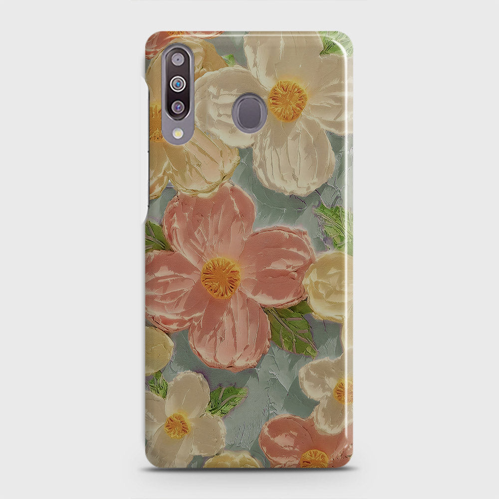 Samsung Galaxy M30 Cover - Floral Series - Design 16 - Cyan & Pink - Matte Finish - Snap On Hard Case with LifeTime Colors Guarantee