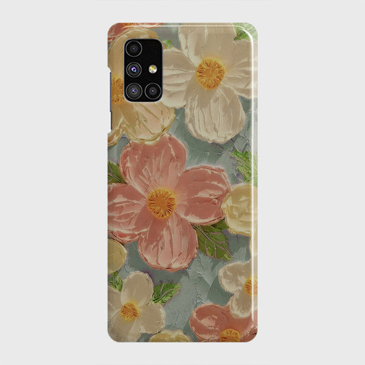 Samsung Galaxy M51 Cover - Floral Series - Design 16 - Cyan & Pink - Matte Finish - Snap On Hard Case with LifeTime Colors Guarantee