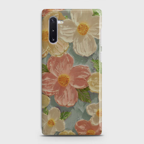 Samsung Galaxy Note 10 Cover - Floral Series - Design 16 - Cyan & Pink - Matte Finish - Snap On Hard Case with LifeTime Colors Guarantee