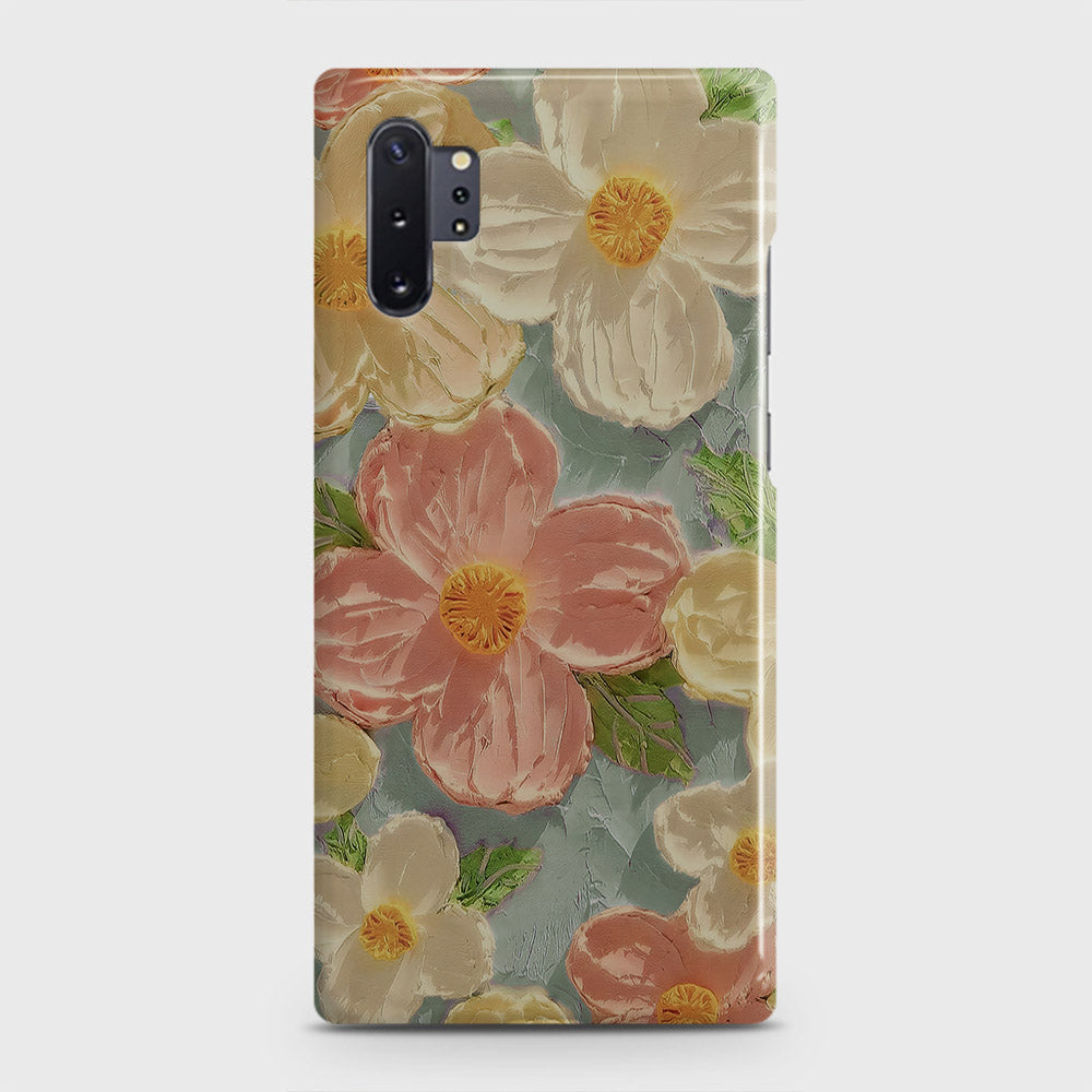 Samsung Galaxy Note 10 Plus Cover - Floral Series - Design 16 - Cyan & Pink - Matte Finish - Snap On Hard Case with LifeTime Colors Guarantee