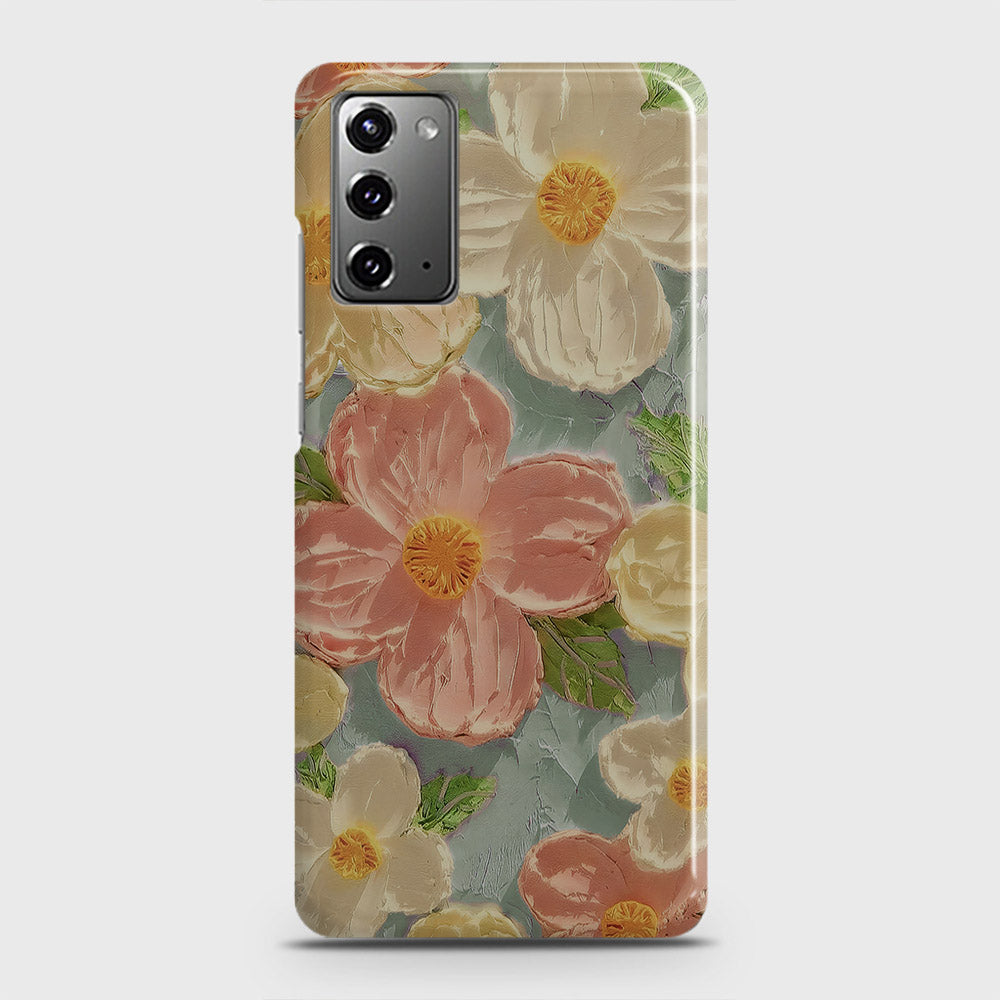 Samsung Galaxy Note 20 Cover - Floral Series - Design 16 - Cyan & Pink - Matte Finish - Snap On Hard Case with LifeTime Colors Guarantee