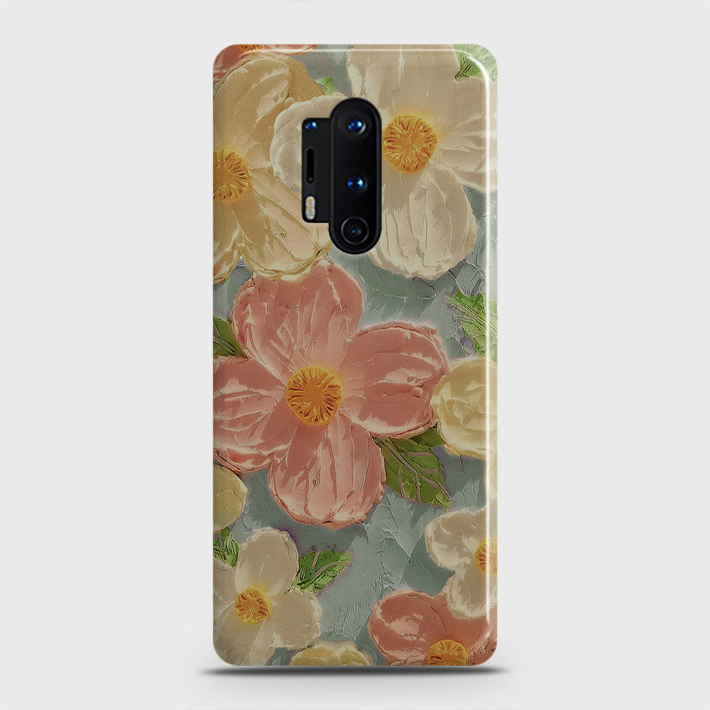 OnePlus 8 Pro Cover - Floral Series - Design 16 - Cyan & Pink - Matte Finish - Snap On Hard Case with LifeTime Colors Guarantee