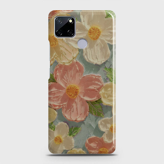 Realme Narzo 30A Cover - Floral Series - Design 16 - Cyan & Pink - Matte Finish - Snap On Hard Case with LifeTime Colors Guarantee