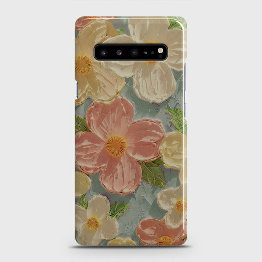 Samsung Galaxy S10 5G Cover - Floral Series - Design 16 - Cyan & Pink - Matte Finish - Snap On Hard Case with LifeTime Colors Guarantee