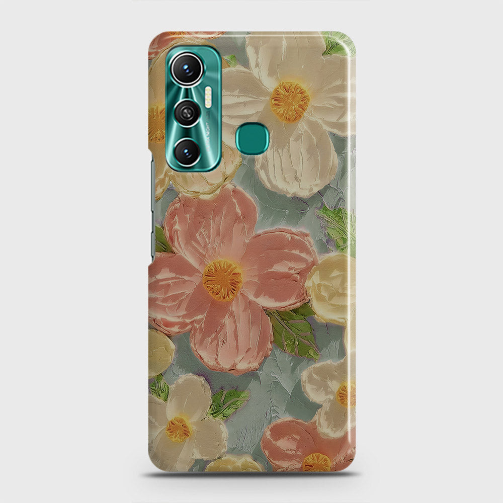 Infinix Hot 11 Cover - Floral Series - Design 16 - Cyan & Pink - Matte Finish - Snap On Hard Case with LifeTime Colors Guarantee