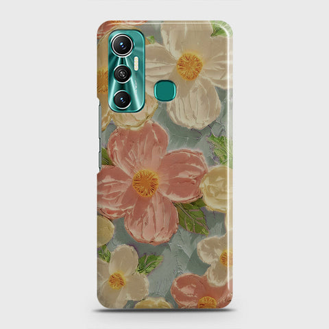 Infinix Hot 11 Cover - Floral Series - Design 16 - Cyan & Pink - Matte Finish - Snap On Hard Case with LifeTime Colors Guarantee