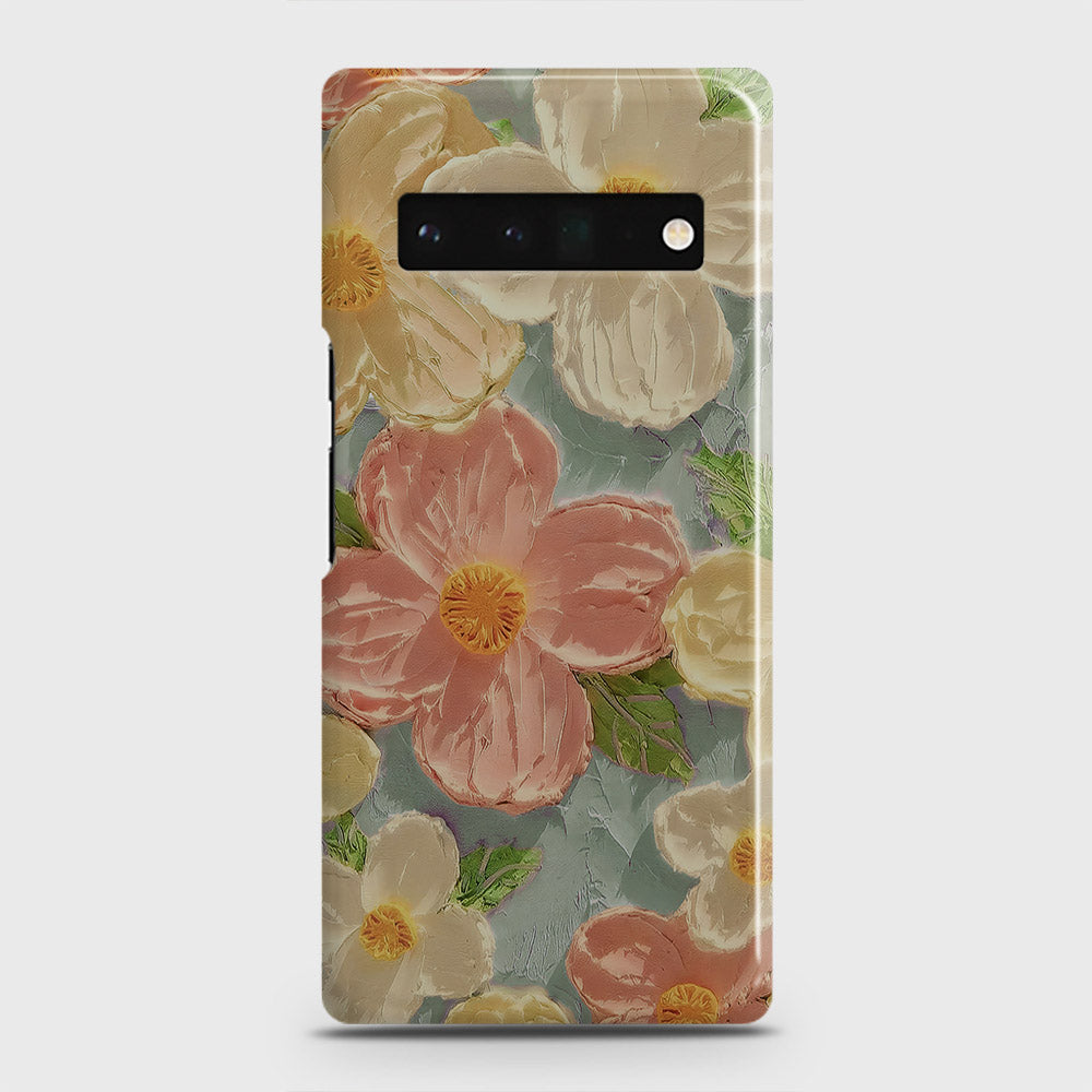 Google Pixel 6 Pro Cover - Floral Series - Design 16 - Blue & Pink - Matte Finish - Snap On Hard Case with LifeTime Colors Guarantee