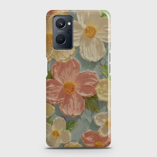 Realme 9i Cover - Floral Series - Design 16 - Cyan & Pink - Matte Finish - Snap On Hard Case with LifeTime Colors Guarantee